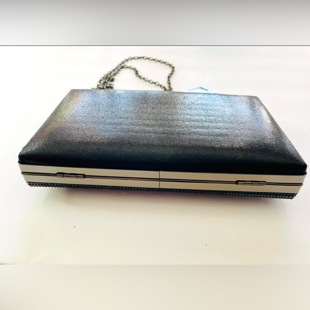 Bebe Black Rhinestone Clutch with Chain - Picture 3 of 9